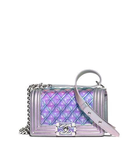 boy chanel white iridescent pvc boy